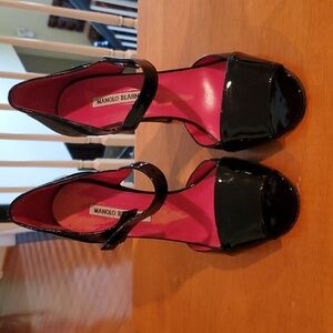 Manolo Blahnik Peep Toe Mary Jane's